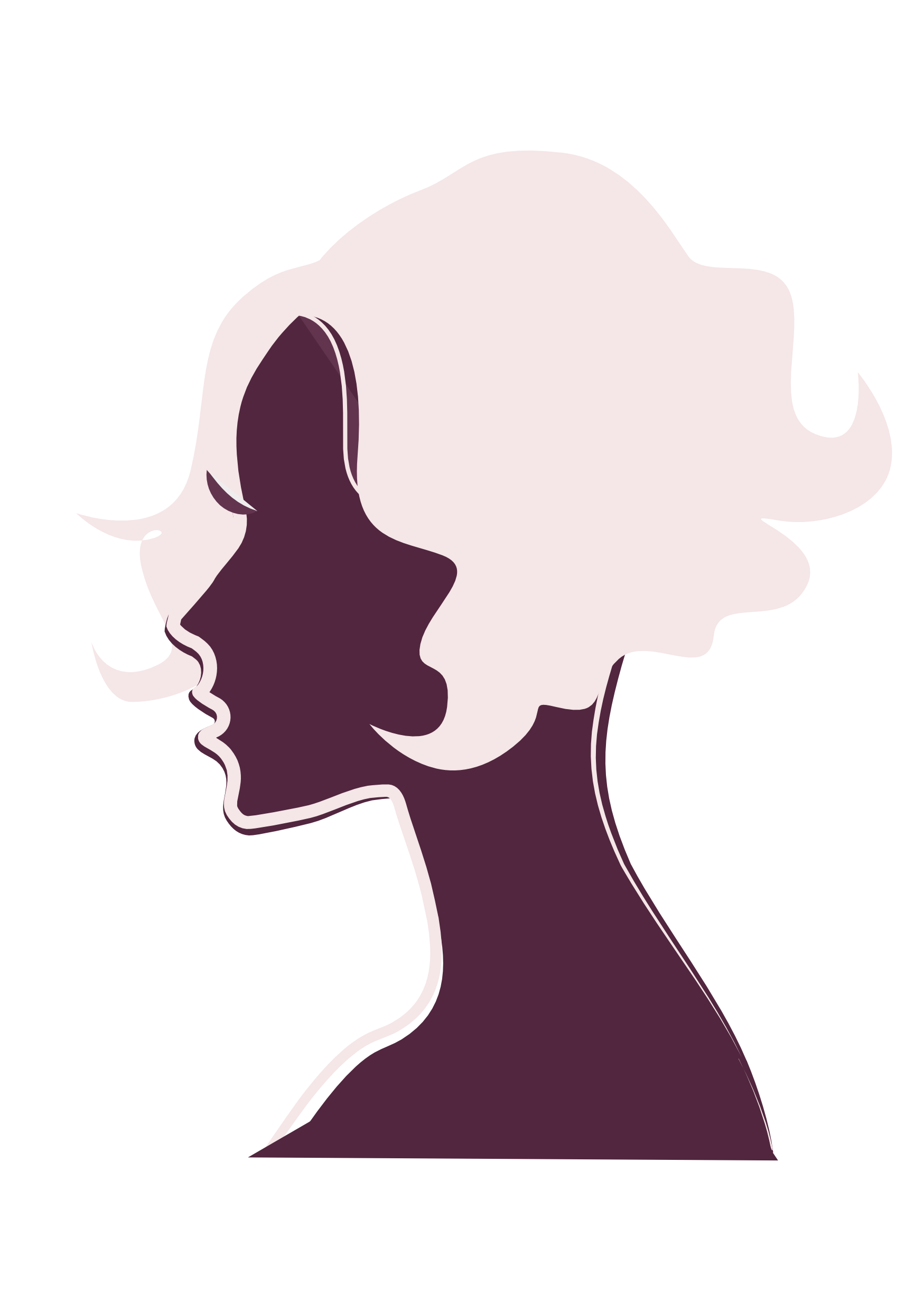 Illustration einer Frau mit kurzem Haar im Seitenprofil